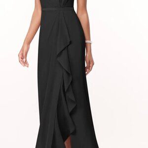 ZAZIE LIZA Black Mermaid One Shoulder Chiffon Dress